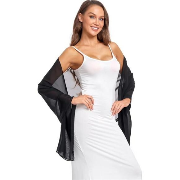 Chiffon Shawl Wrap Soft Lightweight Scarf for Women Wedding Evening Dress - Picture 3 of 7